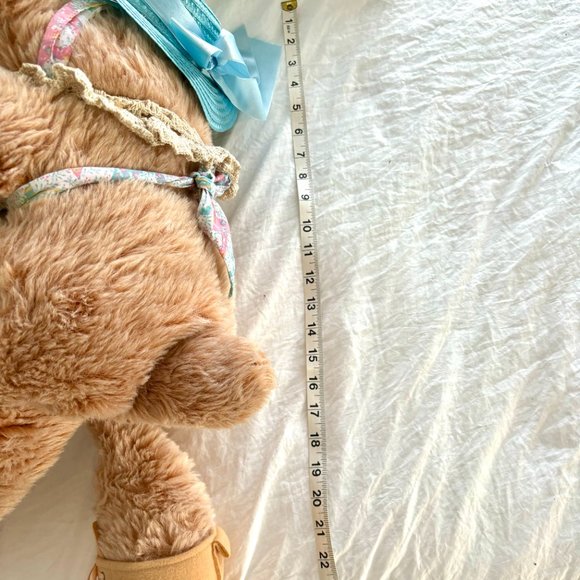 1980's Vintage Xaveir Roberts Girl w/Blue Hat Furskins Spring Attire Bear Plush - Picture 10 of 10